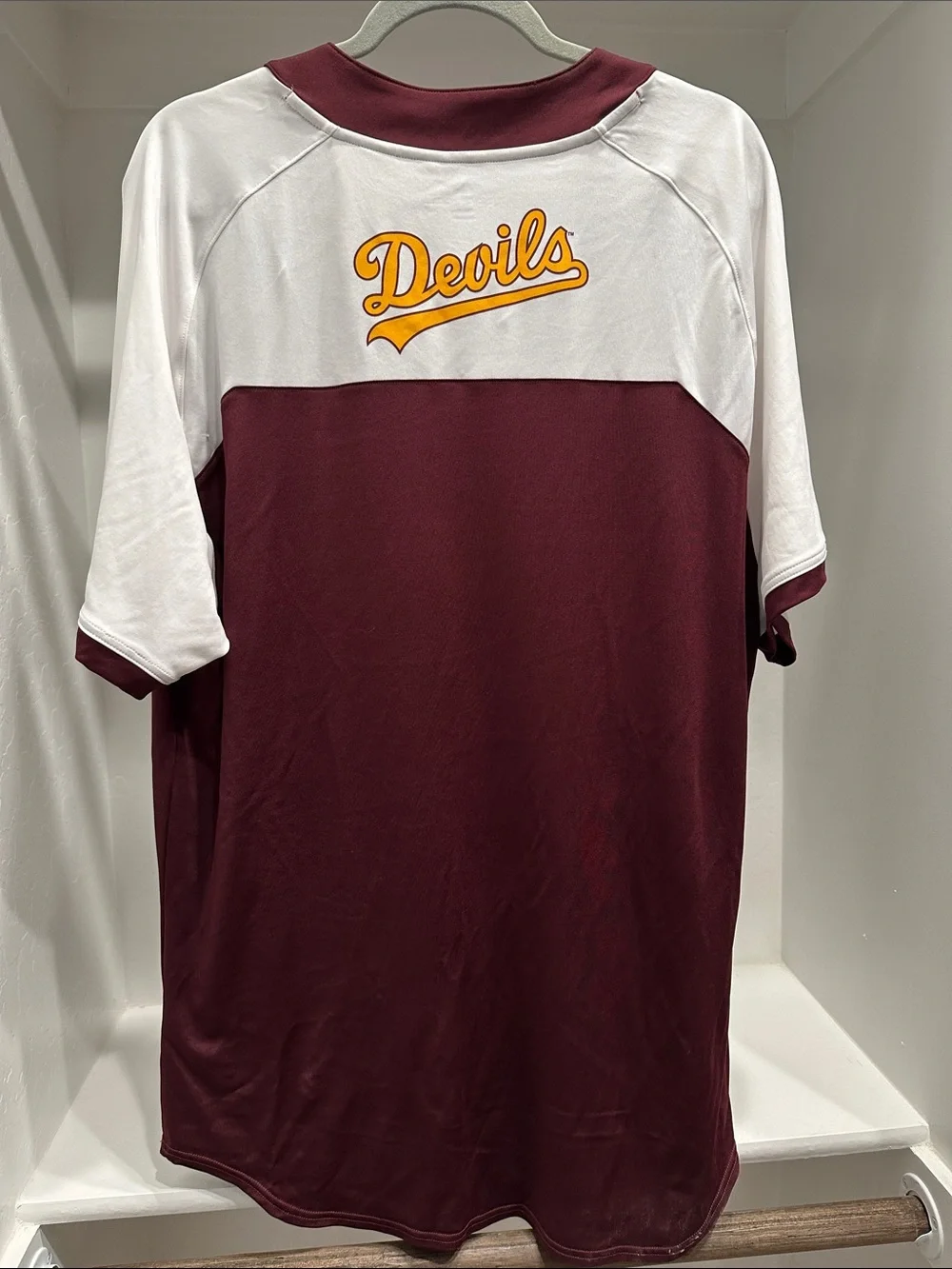 Adidas Men’s Maroon and White ASU Baseball Jersey with Yellow Sun Devils Logo